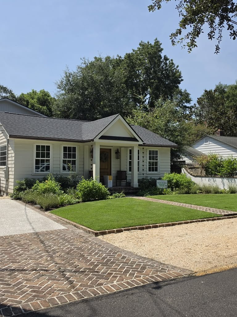 Landscaped garden with natural stone walkway